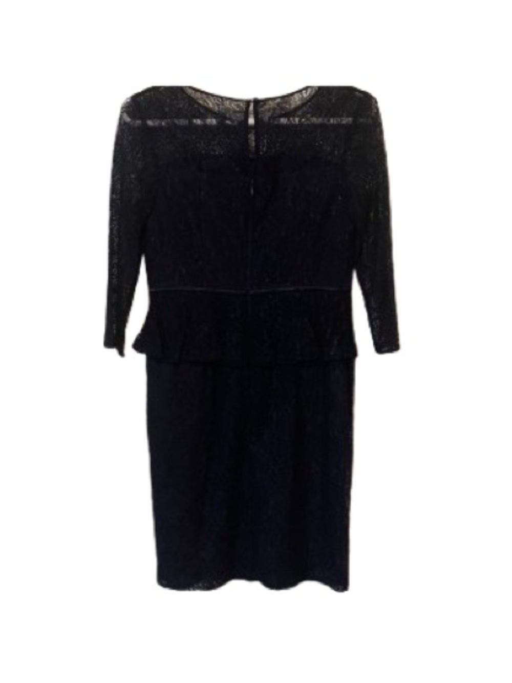 Adrianna Papell Peplum Lace Navy Blue Midi Dress 6 Petite